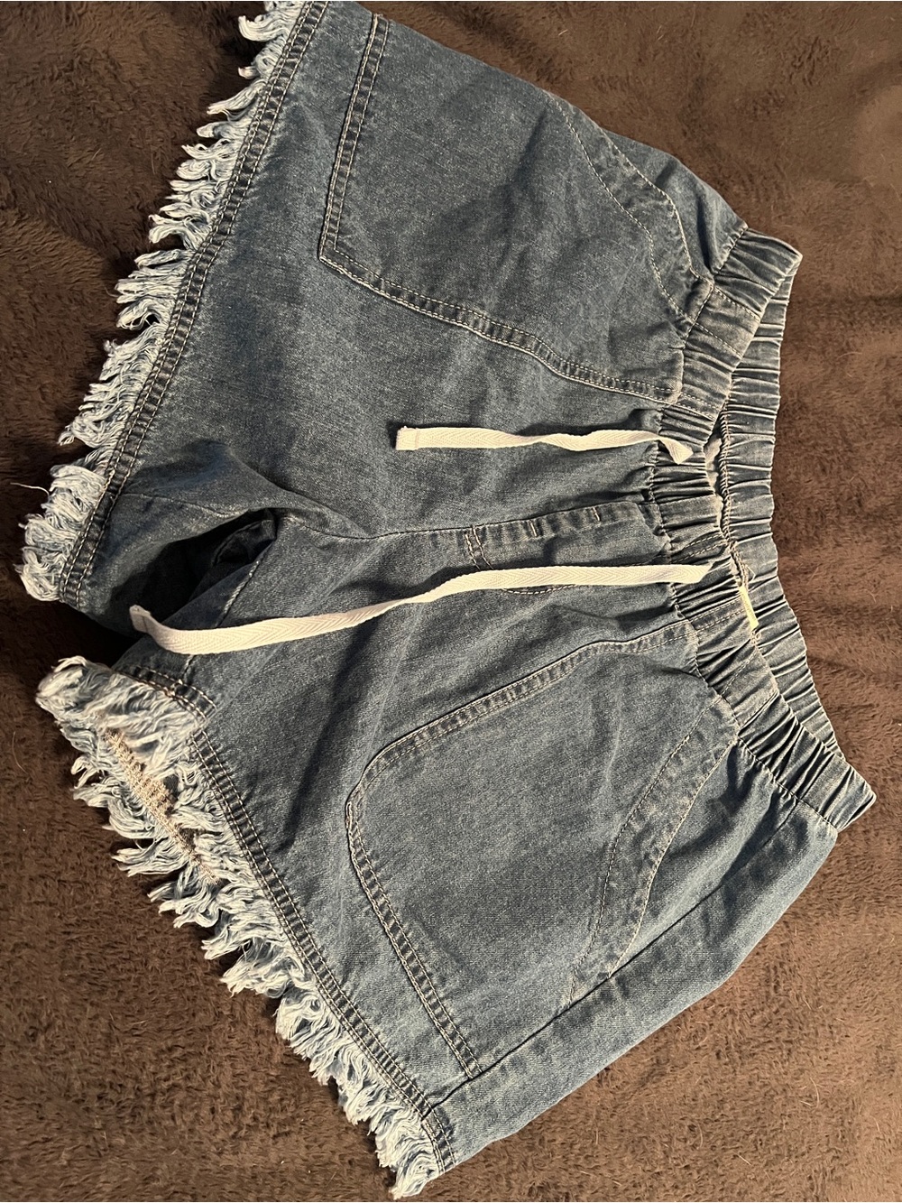 Casual Denim Frayed Hem Women’s Shorts - Blue